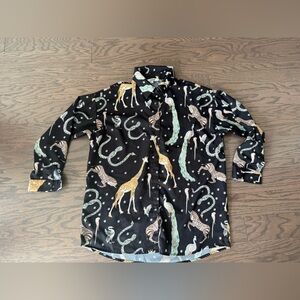 Woman’s button down shirt sz XS Animal Print Giraffe Peacock Zebra  Snake ZHDH